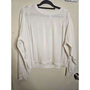 Athleta Cropped Elemental Top Ivory Long Sleeve Stretch Size Large